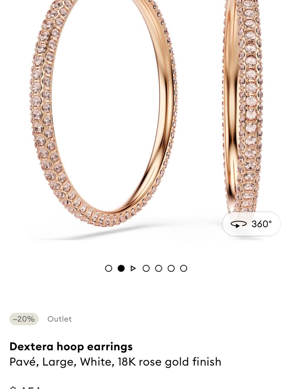 Swarovski Gold Textured Hoop Earrings - Picture 4 of 4